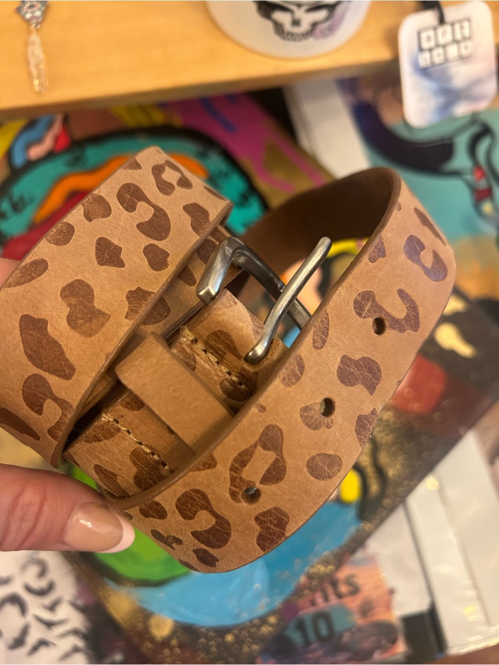 Leopard Print Tan Women’s Leather Belt